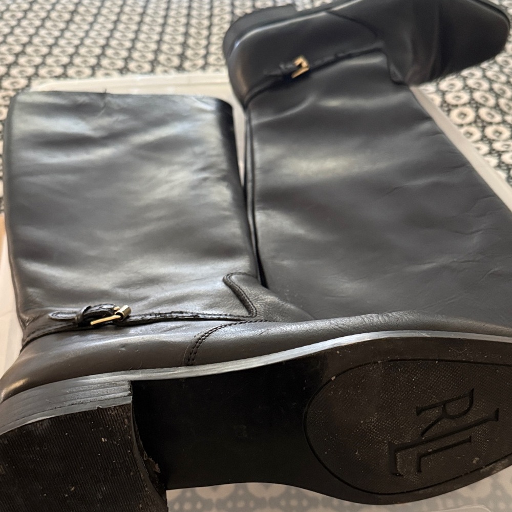 Ralph Lauren Black Tall Leather Riding Boots